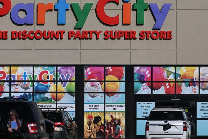Party City logo and store, on April 3 in Sherwood Park, Strathcona County, Alberta, Canada.