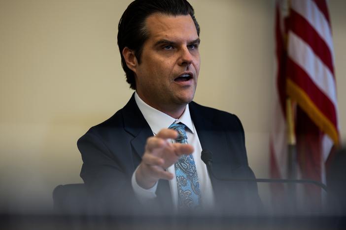 Then-Rep. Matt Gaetz (R-Fla.) speaks during a committee hearing on July 23, 2024 in Washington, D.C.