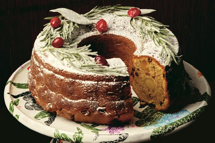 "There's a lot of terrible candied fruit out there, unfortunately ..." says cookbook author Camilla Wynne. "It's fair that they get a bad rap, but they aren't representative of candied fruit generally." In her book <em>Nature's Candy,</em> Wynne guides cooks through making <em>not</em>-terrible candied fruit, for cakes such as the Stollen Pound Cake, above.