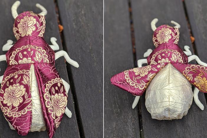 Beth Patton's favorite gift she's given through the holiday exchanges this year was inspired by her anonymous recipient's fondness for antiques and beetles. She made a stuffed beetle plushie using antique brocade fabrics she found. "Making a stranger's Christmas is just really fun," Patton said.