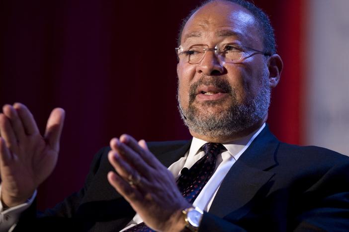 Richard Parsons is shown speaking at Time Warner's headquarters on June 15, 2009 in New York.
