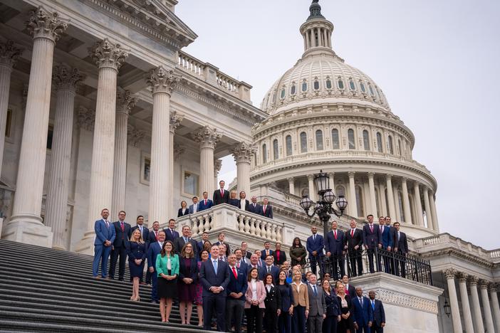 Congressional freshmen of the 119th Congress pose on the steps of the House of Representatives of the U.S. Capitol on Nov. 15, 2024, in Washington, D.C.