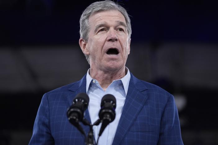 North Carolina Gov. Roy Cooper speaks at a campaign rally for President Joe Biden on June 28 in Raleigh, N.C.