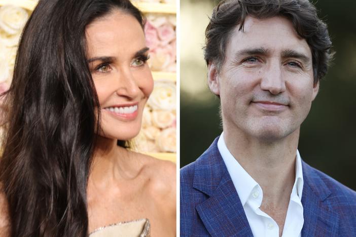 From left: Demi Moore, Justin Trudeau and Timothée Chalamet — OR IS IT?