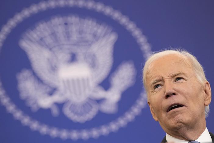 President Joe Biden speaks about foreign policy during a speech at the State Department in Washington, Monday, Jan. 13, 2025.