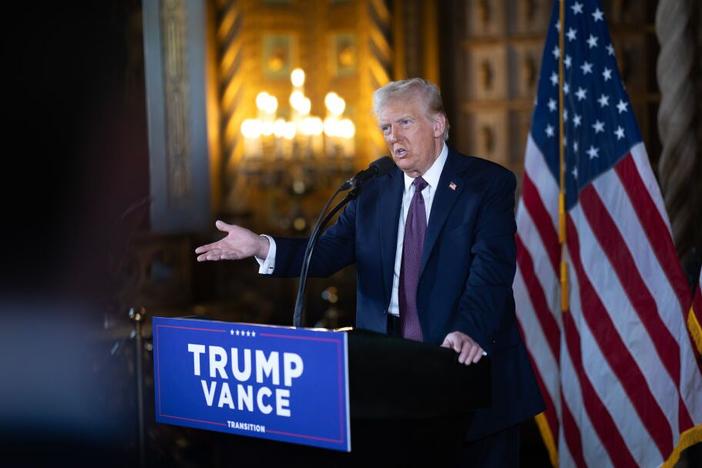 President-elect Donald Trump holds a press conference at the Mar-a-Lago Club on Jan. 7 in Palm Beach, Fla.