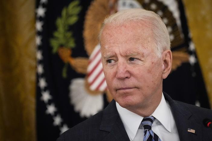 President Joe Biden speaks during a meeting about cybersecurity in the East Room of the White House on Aug. 25, 2021. On Thursday, Biden signed a sweeping new executive order on cybersecurity.