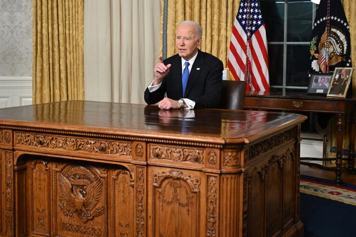 Presiden Biden delivers his farewell address to the nation from the Oval Office.