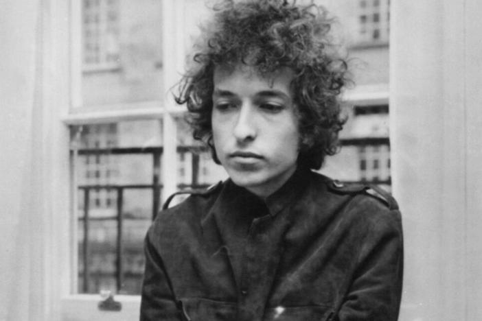 Bob Dylan at a press conference in London in 1966.
