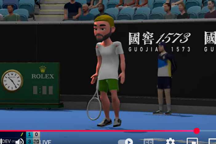 The Australian Open's YouTube livestream shows the players as animated avatars, though the action is real.