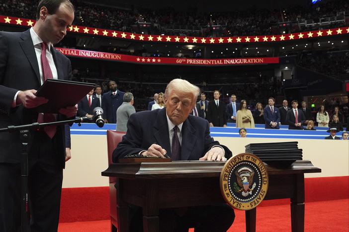 President Trump signed a slew of executive orders Monday after his inauguration, including an order to begin the process of withdrawing the U.S. from the Paris climate agreement.