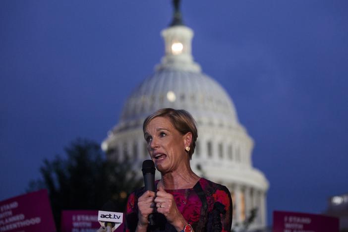 In this file photo, then-Planned Parenthood President Cecile Richards speaks during a rally opposing repeal of the Affordable Care Act outside of the Capitol Building on July 27, 2017 in Washington, DC.