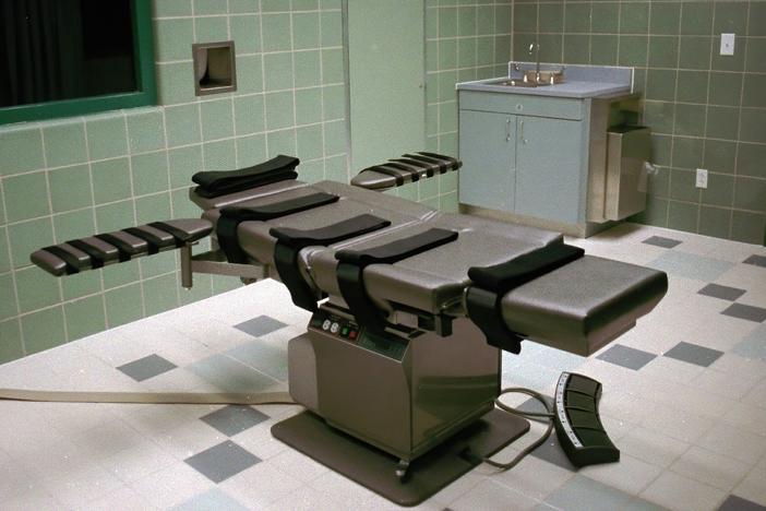 The death chamber, equipped for lethal injection, at the U.S. Penitentiary in Terre Haute, Ind., is shown in this April 1995 photo.