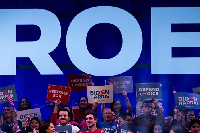 A website created by the Biden administration just after the Supreme Court overturned Roe v. Wade has been shut down by the Trump administration. A Biden-Harris campaign rally in January 2024 is pictured.