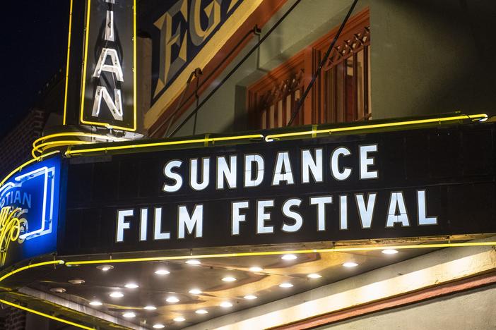 The marquee of the Egyptian Theatre during the Sundance Film Festival in 2020.