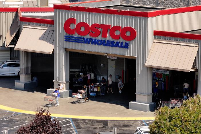 The Costco logo is displayed on the exterior of a Costco store on July 11, 2024 in Richmond, California.