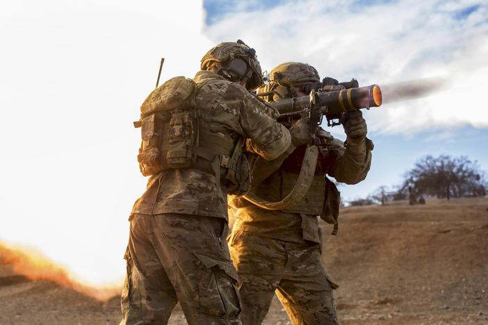 U.S. Army Rangers fire an AT4 at a range on Camp Roberts, California. 