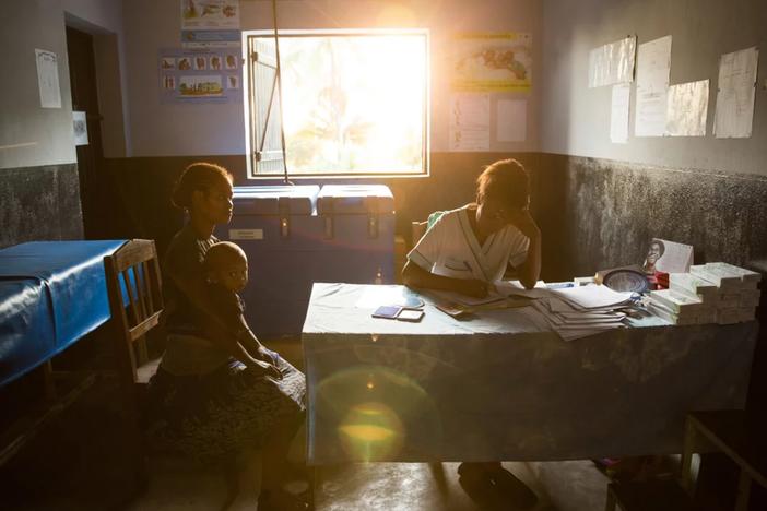 MSI Reproductive Services, a nonprofit group, lost U.S. funds during the first Trump administration because they would not abide by the Mexico City policy, which cut off American aid to groups that discuss or provide abortion services. Above: A 19-year-old woman talks with a nurse at a traveling contraception clinic in eastern Madagascar run by the group.