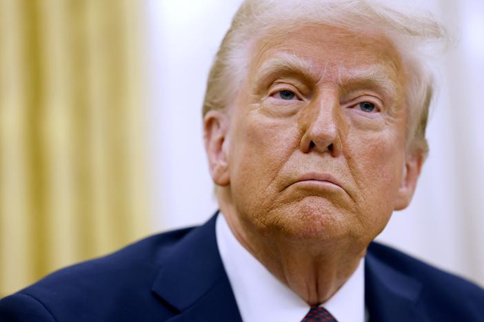 President Trump is seen here after signing a range of executive orders on Jan. 23.
