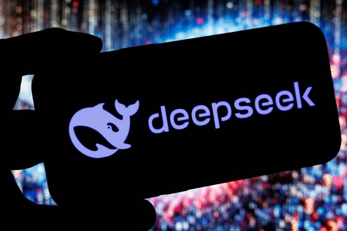 A DeepSeek artificial intelligence logo on a mobile, arranged in Riga, Latvia, on Monday, Jan. 27, 2025.