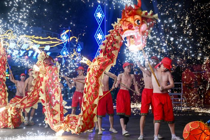 Beijing, China: Dragon dancers perform at a park on the first day of the Lunar New Year of Snake on Jan. 29.