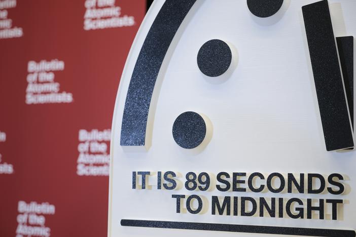 The 2025 Doomsday Clock time — displayed at the United States Institute of Peace in Washington, D.C. on Tuesday — is the closest it's ever been to midnight.