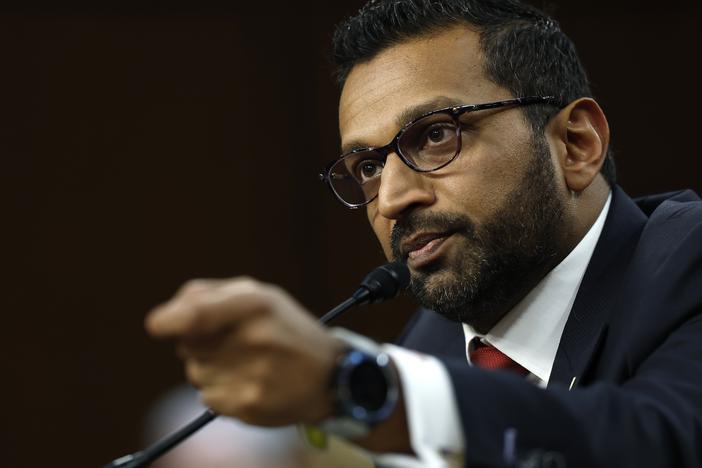 Kash Patel, President Trump's nominee to serve as the next director of the FBI, testifies during his confirmation hearing before the Senate Judiciary Committee on Thursday.