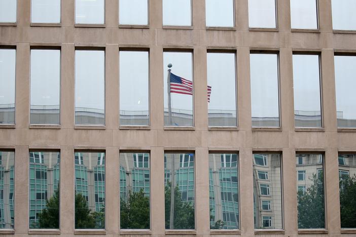 The Theodore Roosevelt Federal Building, which houses the headquarters of the Office of Personnel Management, is shown on June 5, 2015, in Washington, D.C.