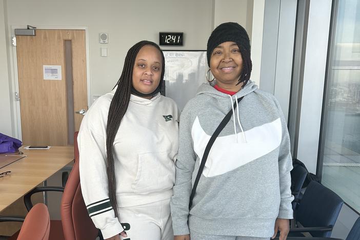 Towana Looney (right) and her daughter Tytian at NYU Langone Health in New York.