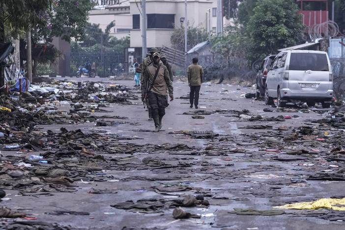 M23 rebels patrol the streets of Goma, Democratic Republic of the Congo, Wednesday.