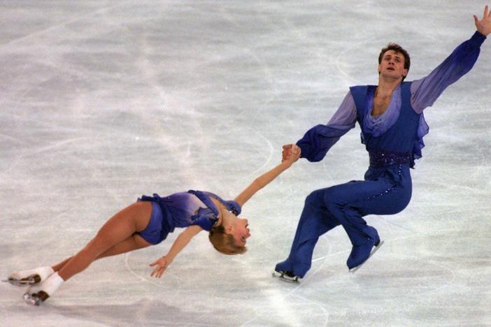 Evgenia Shishkova and Vadim Naumov, pictured at the 1995 World Figure Skating Championships in England. They had since worked as coaches at a training club in Boston. Russian authorities confirmed they were on board the American Eagle flight that crashed after a collision near Washington, D.C.