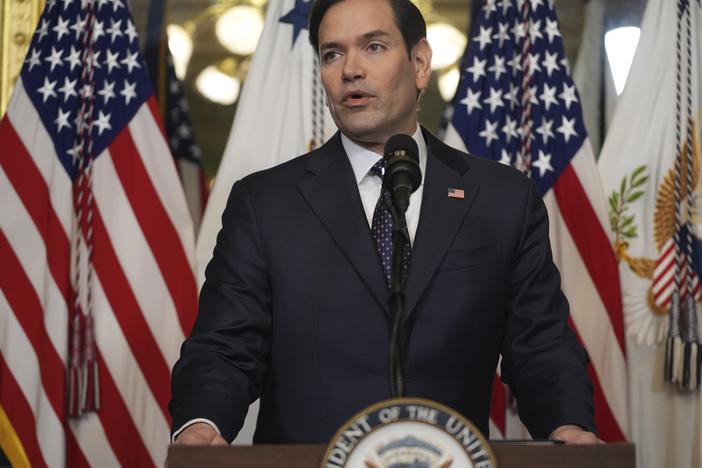 Secretary of State Marco Rubio speaks after being sworn in on Jan. 21, 2025, in Washington, D.C.