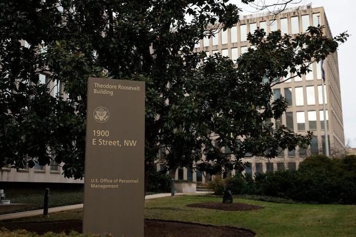 The Theodore Roosevelt Federal Building headquarters of the U.S. Office of Personnel Management is seen on Monday in Washington, D.C.