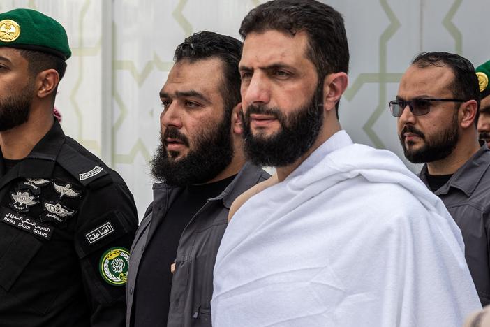Syria's interim president Ahmed al-Sharaa performs a pilgrimage in Islam's holiest city, Mecca, in Saudi Arabia, on Feb. 3.