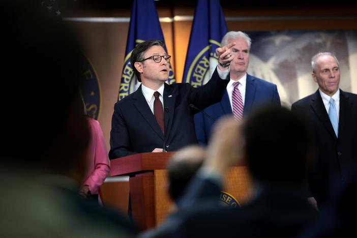 House Speaker Mike Johnson, R-La., told reporters on Wednesday that President Trump's comments about Gaza were "bold" and pledged to stand with Trump.