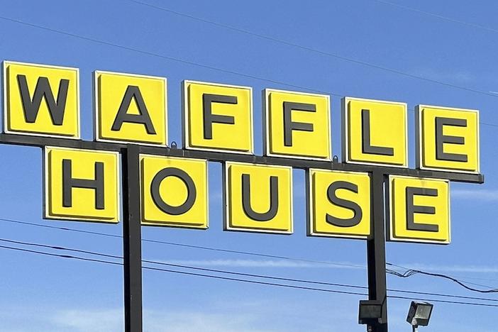 A Waffle House sign is shown in Indianapolis Feb. 19, 2024.