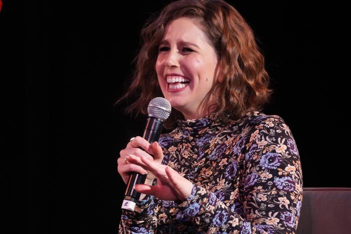Vanessa Bayer speaks onstage during the 2022 New Yorker Festival at New York Society for Ethical Culture on October 08, 2022 in New York City. (Photo by Bennett Raglin/Getty Images for The New Yorker)