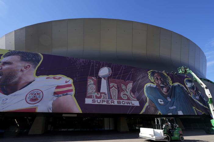 The Caesars Superdome in New Orleans, where the NFL Super Bowl 59 football game between the Philadelphia Eagles and the Kansas City Chiefs will happen.