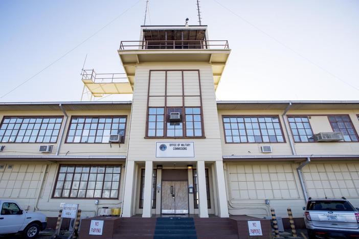 In this photo reviewed by U.S. military officials, the Office of Military Commissions building used for Periodic Review Board hearings stands in 2019, in Guantanamo Bay Naval Base, Cuba.