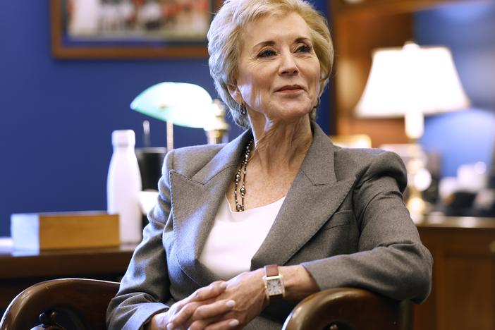Donald Trump's nominee to lead the U.S. Education Department, Linda McMahon, seen here in December, has come out in support of school choice and "parental rights in education," and in opposition to "political indoctrination in classrooms."