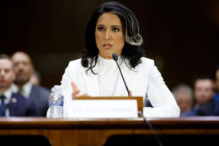 Tulsi Gabbard testifies during her confirmation hearing before the Senate Intelligence Committee on Jan. 30.