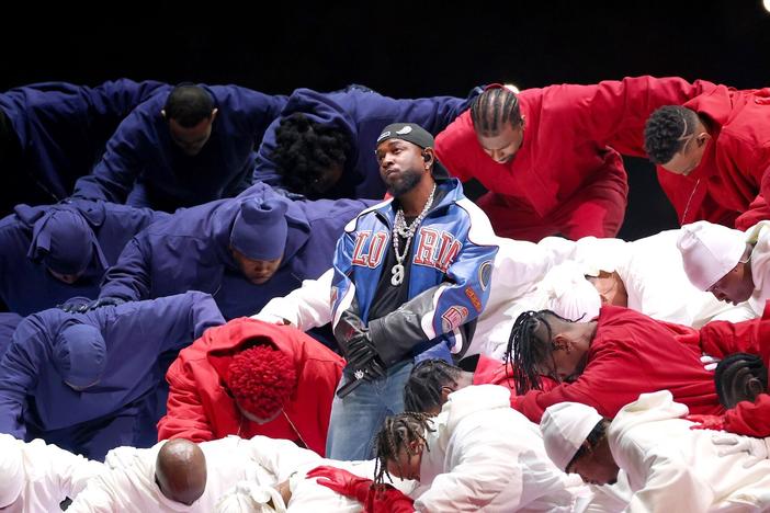 NEW ORLEANS, LOUISIANA - FEBRUARY 09: Kendrick Lamar performs onstage during Apple Music Super Bowl LIX Halftime Show at Caesars Superdome on February 09, 2025 in New Orleans, Louisiana.