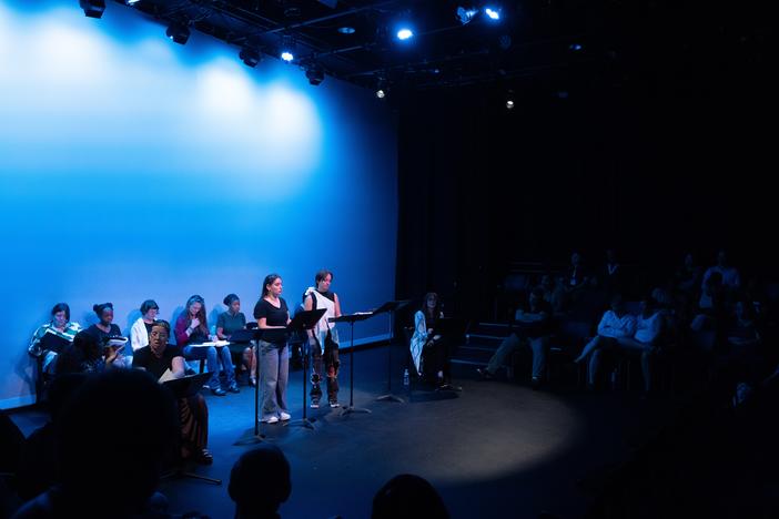 The New Harmony Project's PlayFest Indy reading of <em>Wet</em> by Aurora Real de Asua in September, 2024. The New Harmony Project has received multiple NEA grants over the years.<br><br> <br>