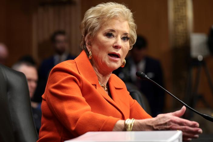 Linda McMahon, President Donald Trump's nominee to be Secretary of Education, testifies during her confirmation hearing on Thursday in Washington, DC.