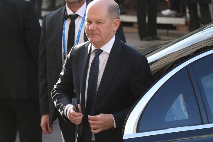 German Chancellor Olaf Scholz, pictured on Saturday at the Munich Security Conference in Munich, Germany, criticized the comments of U.S. Vice President JD Vance.