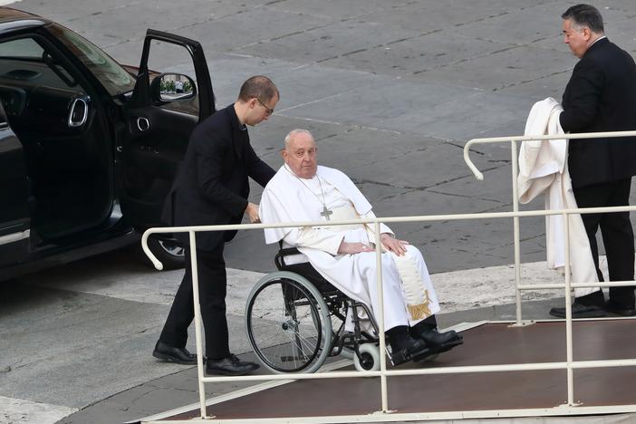 Pope Francis arrives for the Holy Mass in Saint Peter's Square in Vatican City on Feb. 9.