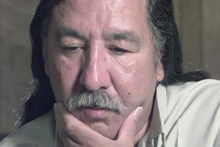 American Indian activist Leonard Peltier speaks during an interview at the U.S. Penitentiary at Leavenworth, Kan., April 29, 1999.