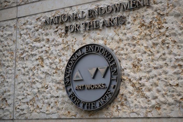 The logo for the National Endowment for the Arts (NEA) as seen in Washington, DC.