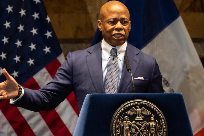 New York City Mayor Eric Adams speaks during the annual Interfaith Breakfast at the New York Public Library in New York City on Jan. 30.