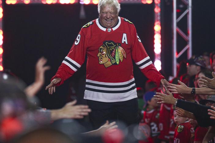 Former Chicago Blackhawks player Bobby Hull is introduced to fans during the NHL hockey team's convention in Chicago on July 26, 2019. Hull's family announced he was suffering from CTE — the brain condition known as chronic traumatic encephalopathy when he died in 2023.